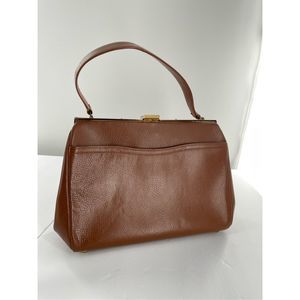 Vintage brown leather satchel or top handle bag